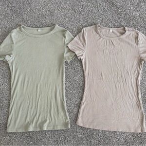Classic Crew Neck Tee - Sage Green & Beige